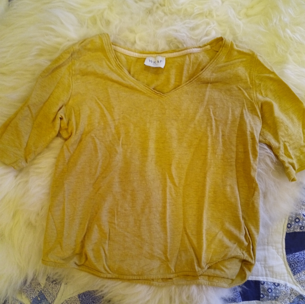 WRAP London 100% Linen Knit Blouse Yellow Women's S
